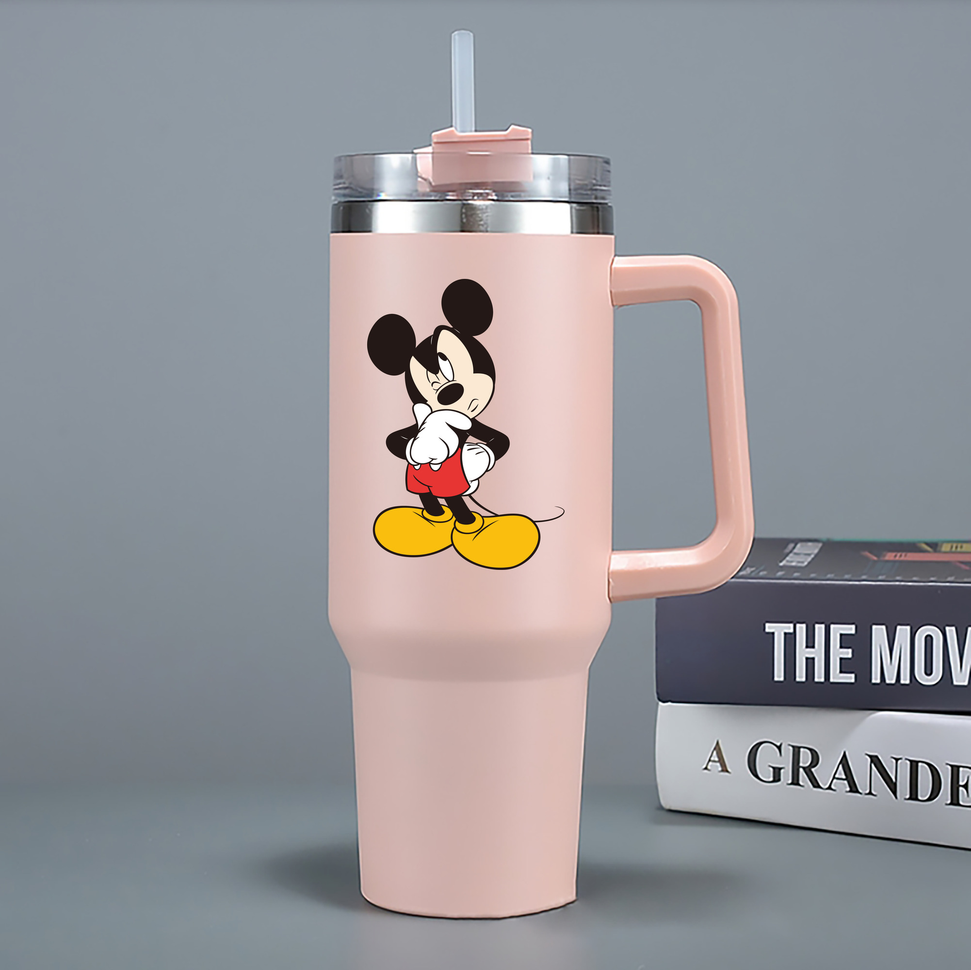 （画像用） ミッキーマウス Mickey Mouse 1200mL車用タンブラー - クリスタルステッカー（プラスチックストロー付き）